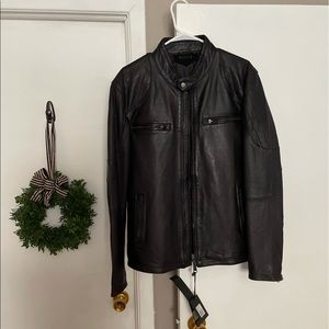 Men’s medium leather jacket; BRAND NEW